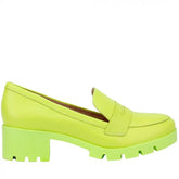 Sapato Feminino Ithie Oxford Tratorado Em Couro Verde Lemon