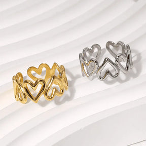 Anel de Amor Ajustável Multi Corações