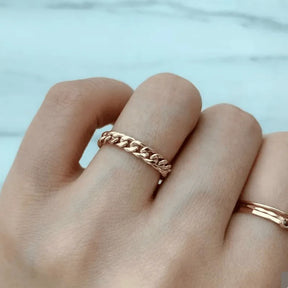 Anel corrente banhado em ouro 18k