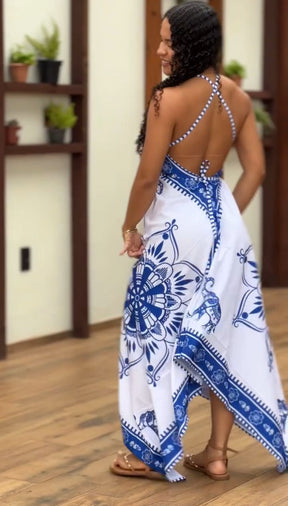 Vestido Índia Confortável - Cor Azul