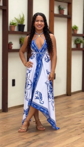 Vestido Índia Confortável - Cor Azul