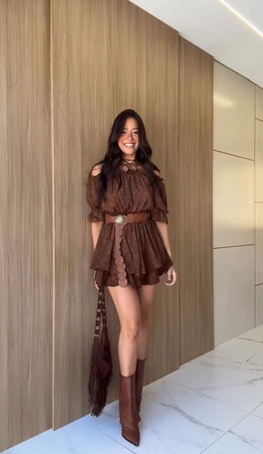 VestidoLeila Ombro a Ombro com Caimento